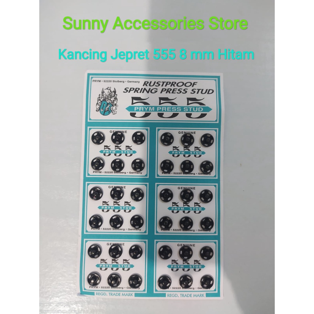 

Kancing Jepret Prym 555 Hitam 8 mm *Original Product*(1 Papan=36 Set)