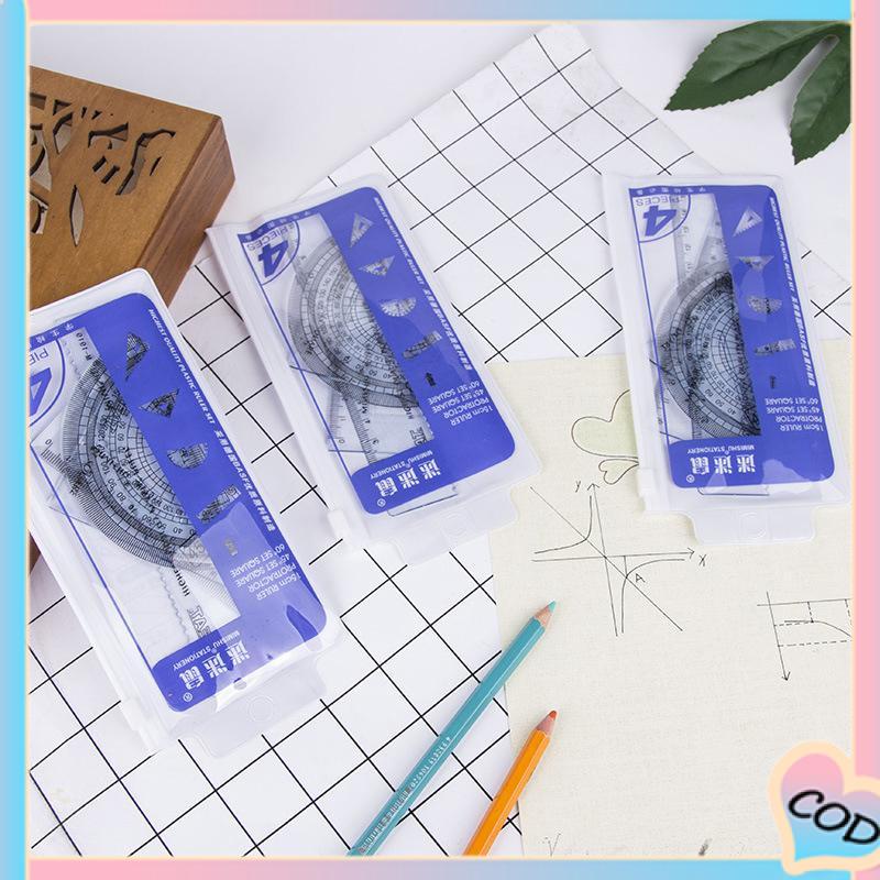 

COD❤️Sederhana Set Penggaris Siswa Sekolah Dasar Dan Menengah Menggambar Set Penggaris Empat potong Set-A.one