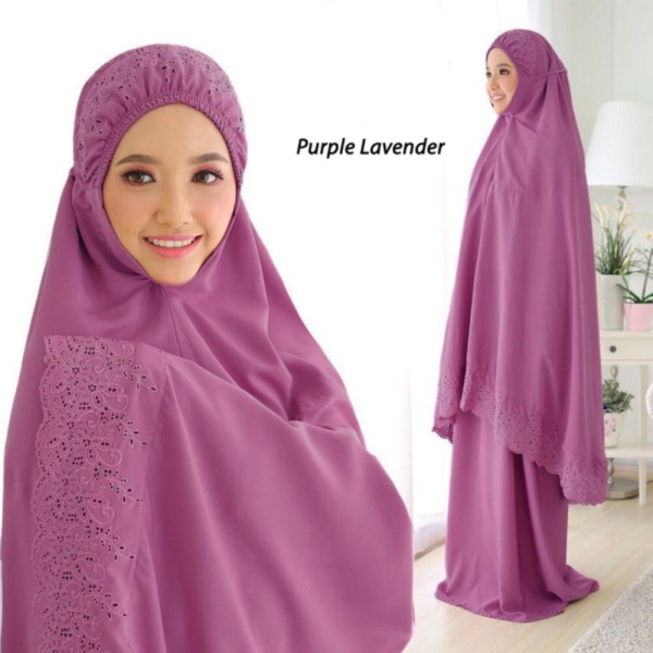 Mukena Siti Khadijah Katun Bordir Khodijah jumbo Dewasa Pasteleena - Purple Lavender Limited