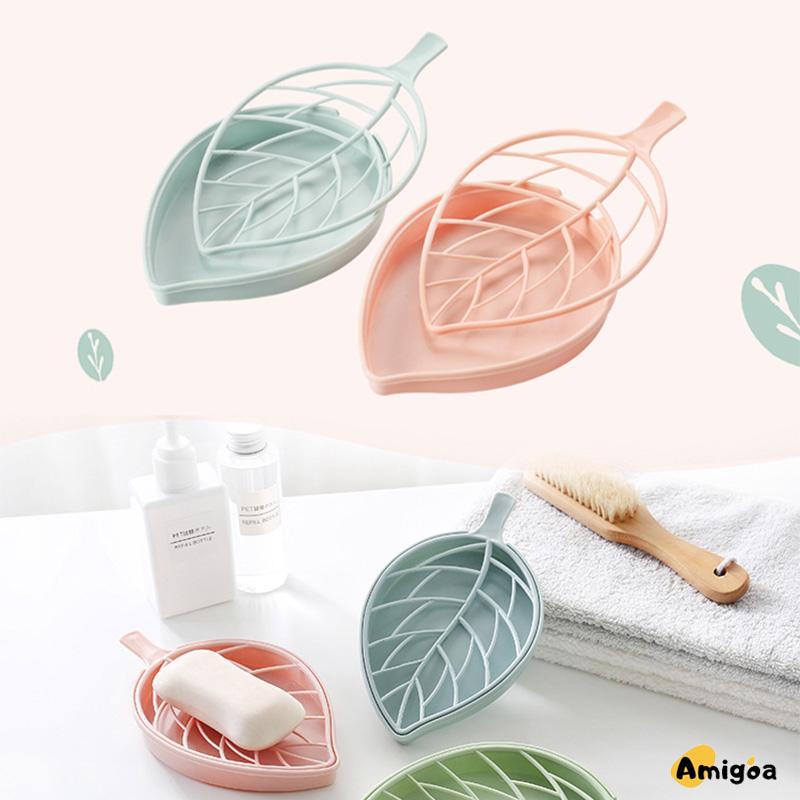 Kotak Sabun Daun Kreatif Kamar Mandi Gratis Punch Suction Cup Toilet Drain Soap Rack - AG2