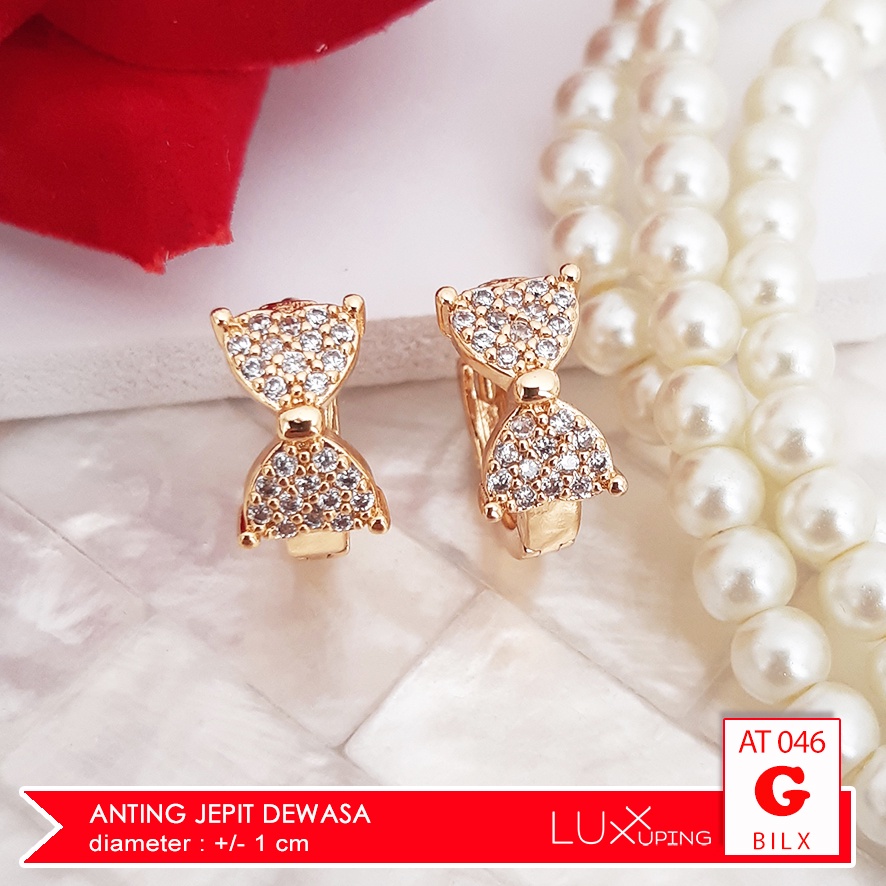 AT 046 Anting Klip Wanita Dewasa Permata Zirkon Aksesoris Anting Xuping Meilyn Luxx Xuping