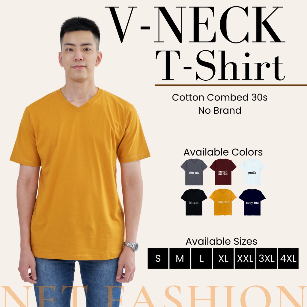 VNECK KAOS POLOS COTTON COMBED 30S V-NECK LENGAN PENDEK KERAH V NECK