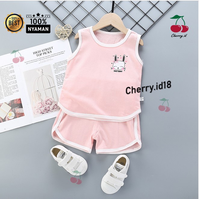 Cherry COD Setelan Anak Tanpa Lengan / Pakaian Anak / Pakaian Bayi Oblong - STL15