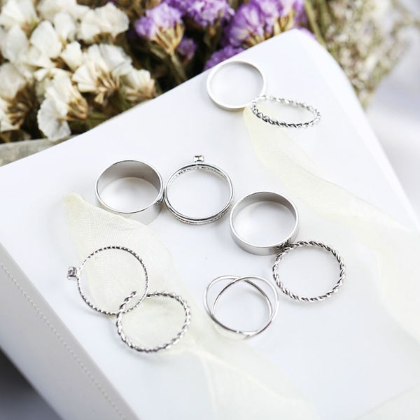 cincin set 9pcs creatuve geometric set rings jci076(1H3)