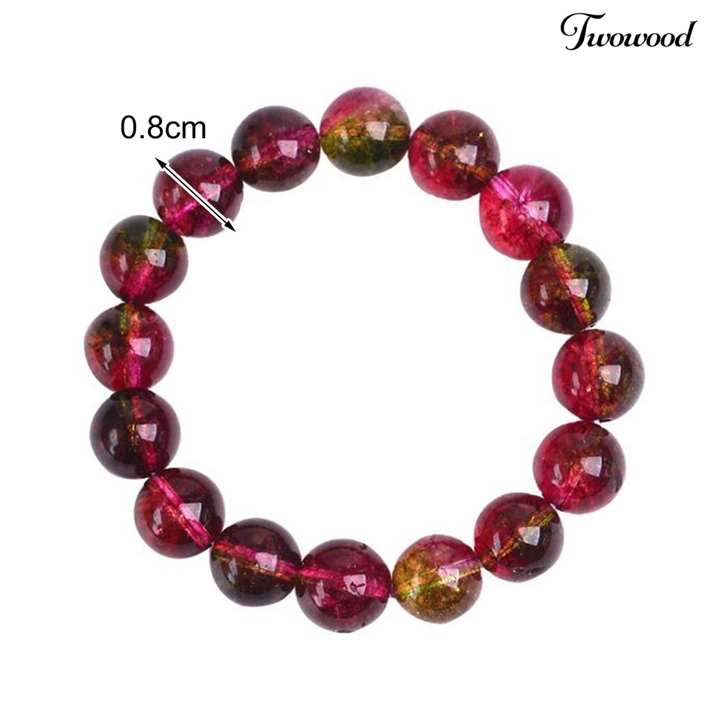 Twowood Women Bracelet Faux Watermelon Tourmaline Beads Jewelry Vintage Good Elasticity Bracelet for Party