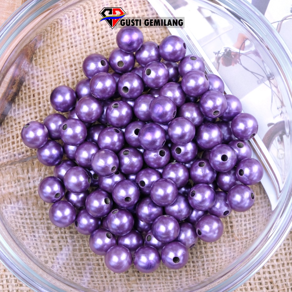 6pcs Mutiara Ringan Ungu Merona12mm Aksesoris