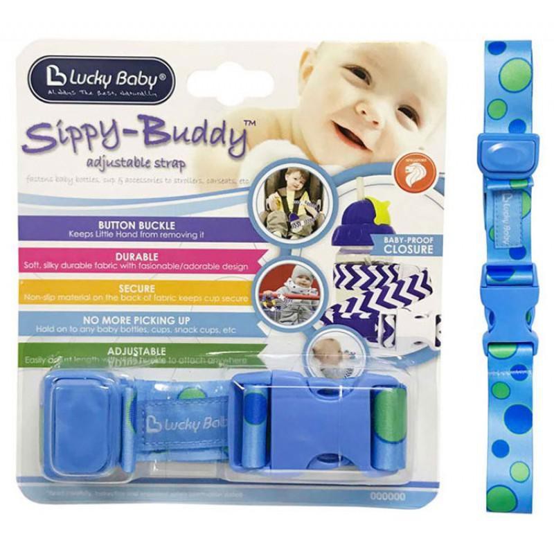 Lucky Baby Sippy Buddy Adjustable Strap - Blue Dot | Gantungan Botol | Aksesoris Botol