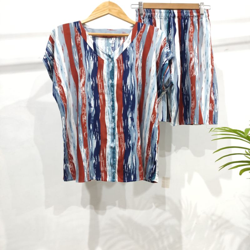 PIYAMA KANCING PENDEK HITS PIYAMA KANCING BUSUI | PIYAMA RAYON | HOMEWEAR-NK PD EE