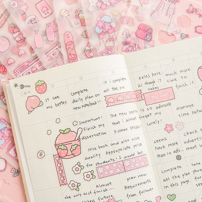 4 LEMBAR STIKER BUNGA SAKURA STROBERI LUCU AESTHETIC LOVELY PINK STICKER SPRING CHERRY BLOSSOM STRAWBERRY CUTE KAWAII KOREAN JAPANESE STYLE FOR DIY SCRAPBOOK DIARY DECO FANCY JOURNAL SCHOOL BUKU CATATAN DEKORASI UNIK ORGANIZER BOTOL MINUM VIRAL KISS CUT