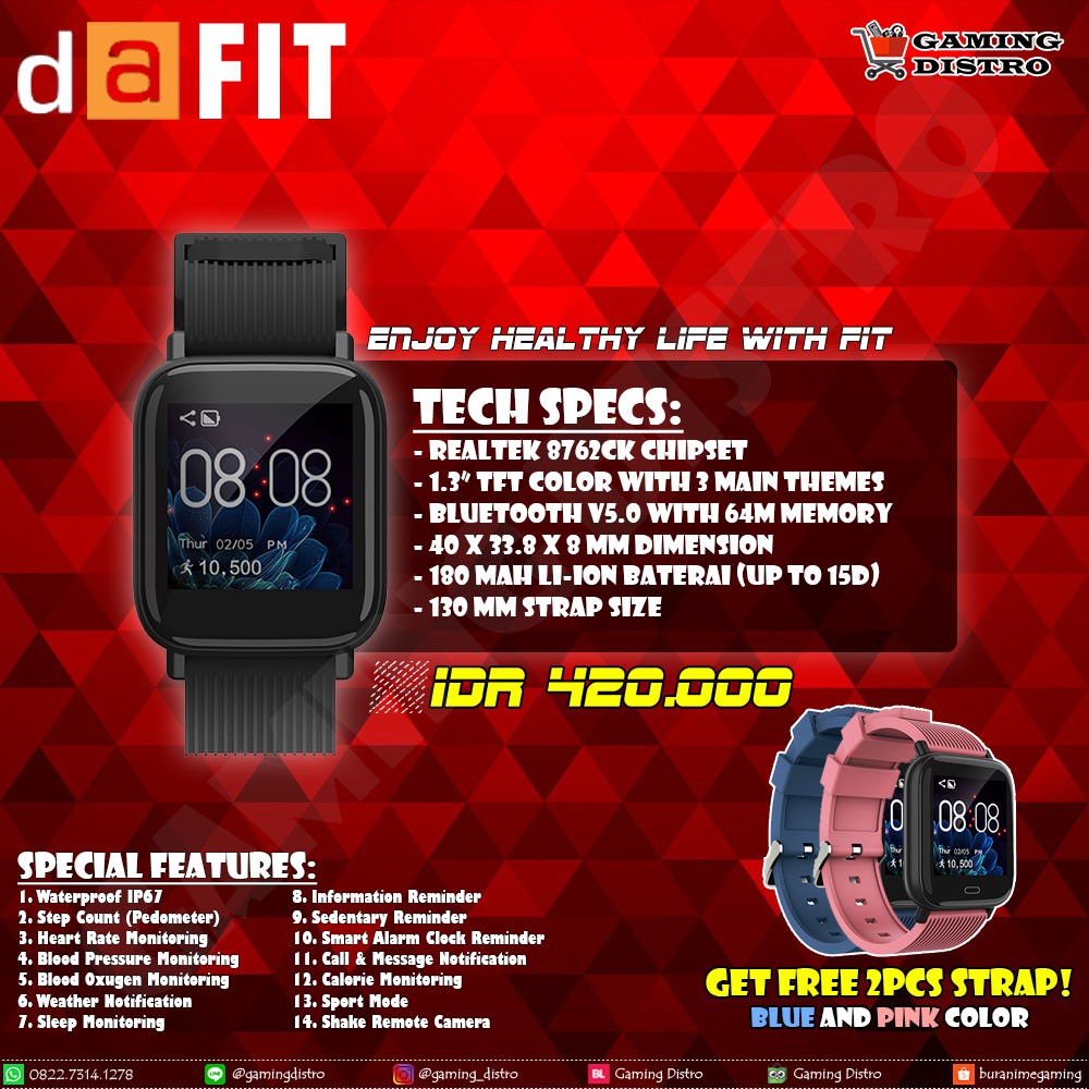 Digital Alliance Fit Smartwatch - DA Fit Smartband TFT Color Display