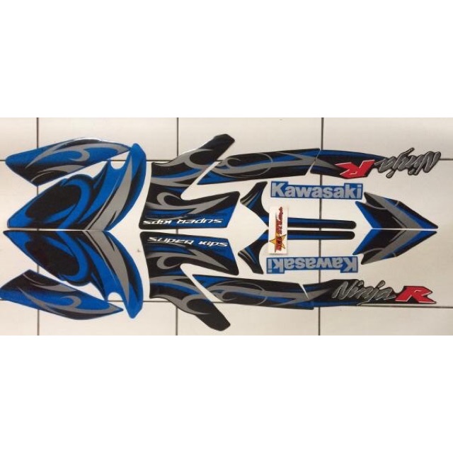 Stiker striping Ninja R 2012 Biru