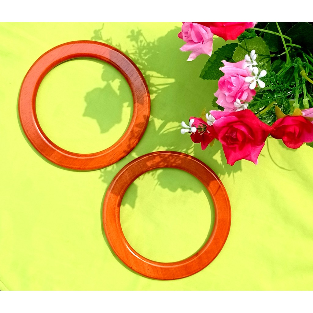 Handle Tas Kayu, Ring Bulat Tas, Handel Tas Macrame Rajut