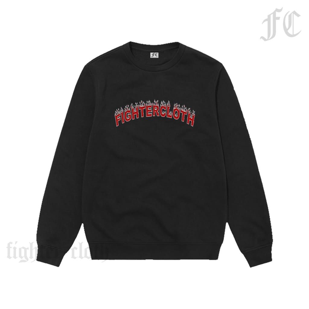 Crewneck Black Motif Simpel Pria dan Wanita Premium