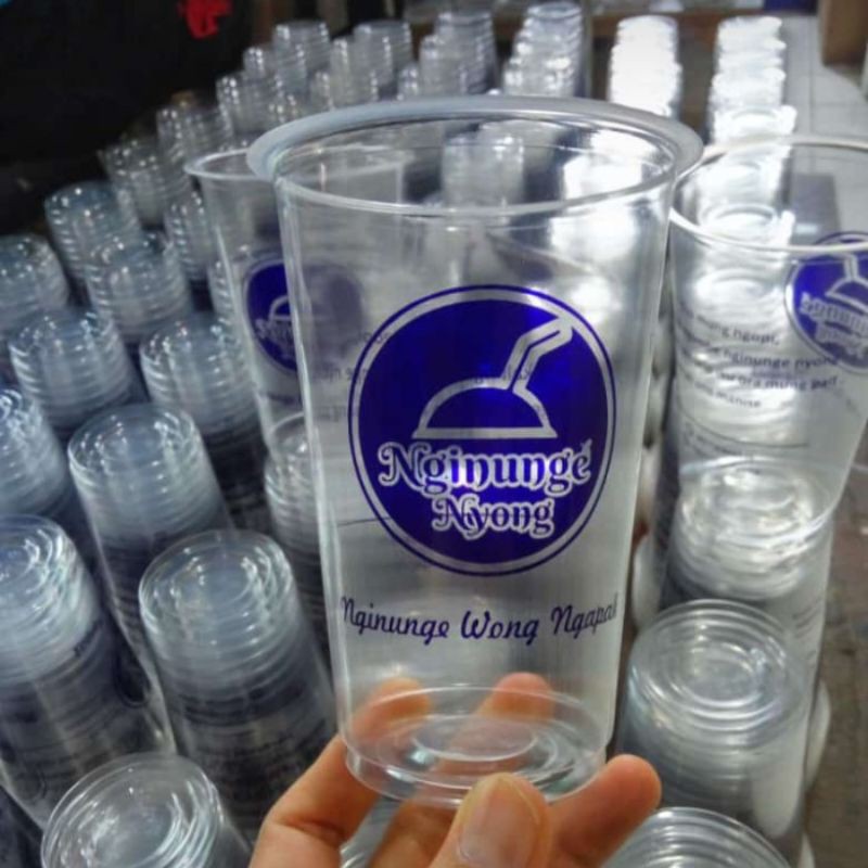 sablon gelas cup datar 16 oz 8gr bahan bisa di seal minimal @1000