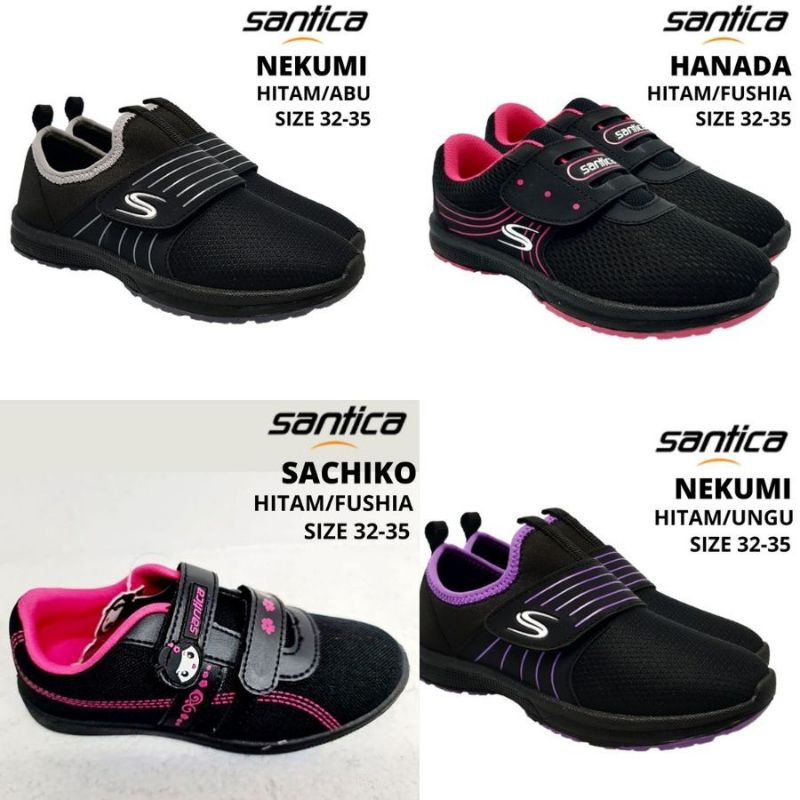 SEPATU SEKOLAH SANTICA VELCRO HITAM SIZE 31-40 SEPATU ANAK PEREMPUAN SEPATU SLOP SEPATU KRETEKAN SEPATU SEKOLAH ANAK