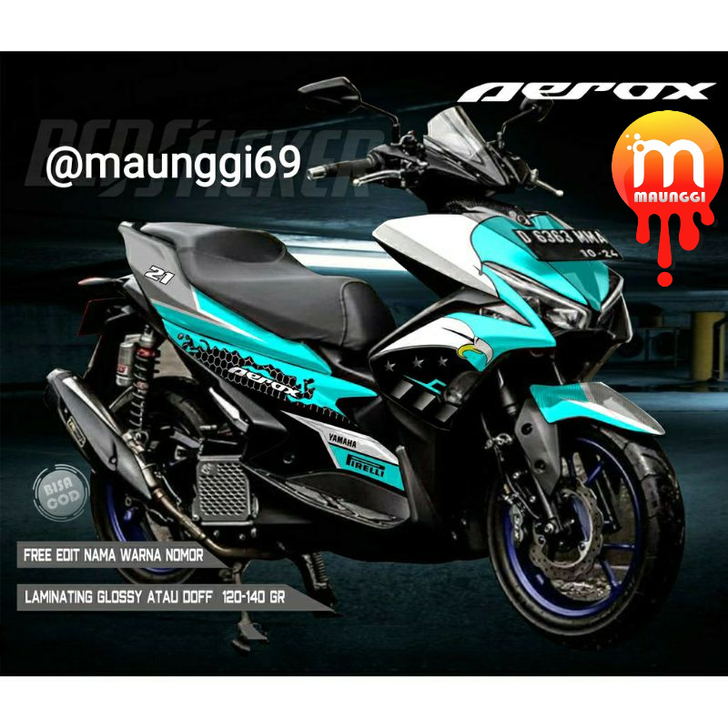 Stiker decal aerox full body Striping yamaha aerox 155 full motif Decal aerox putih Sudah di lapasi 