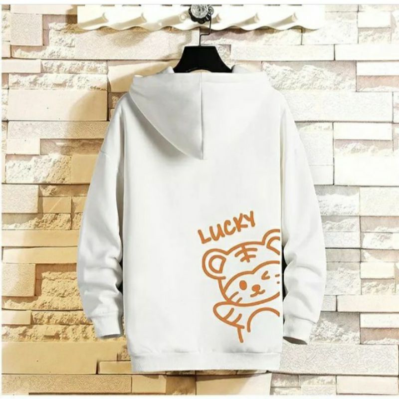 LUCKY LION Hoodie Sweater Oversize Pria Wanita Outerwear Fashion Terkini Ala Korea Casual OOTD