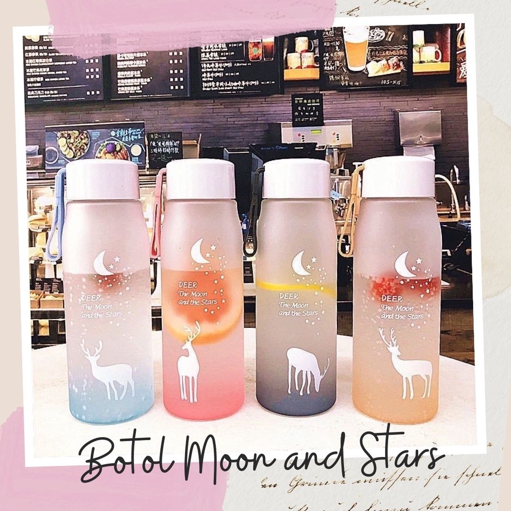 Botol Minum Deer Moon and Star 560ml Warna Doff Sembur Cantik Anti Tumpah