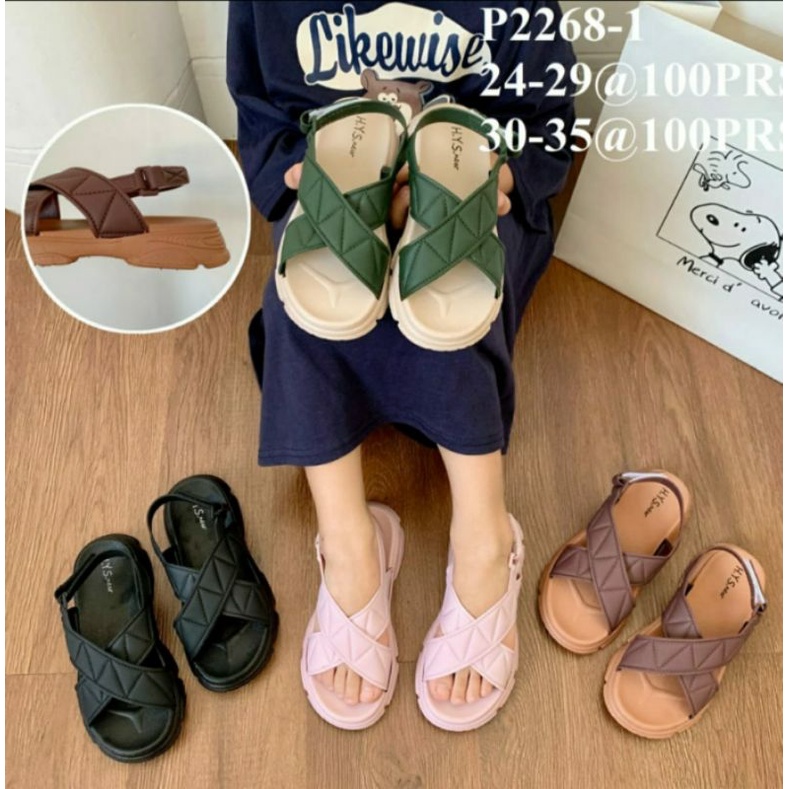 SANDAL KARET WANITA IMPORT KOKOP SILANG GUNUNG TALI BELAKANG DV 2268-1