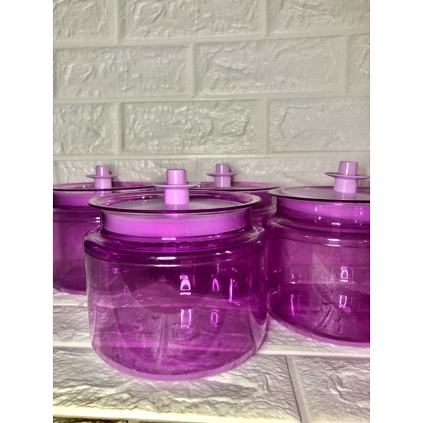 Tupperware Counterpart Kristal Ungu 3pcs  - Toples Kaca Kue - Storage - Tempat penyimpann - Preloved