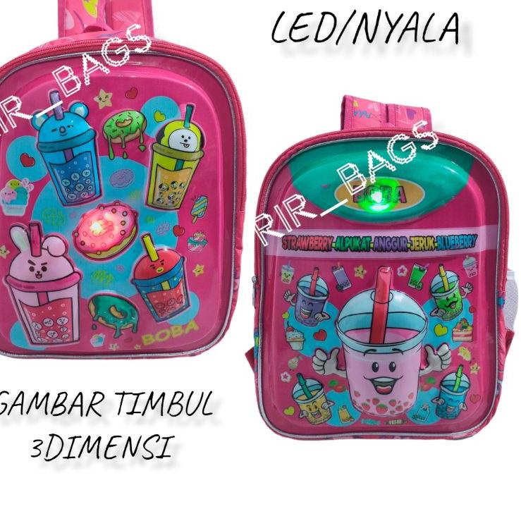 Best Seller.. Tas sekolah anak perempuan TK/Tas anak Boba LED/Tas sekolah anak Boba/Tas anak Boba LE
