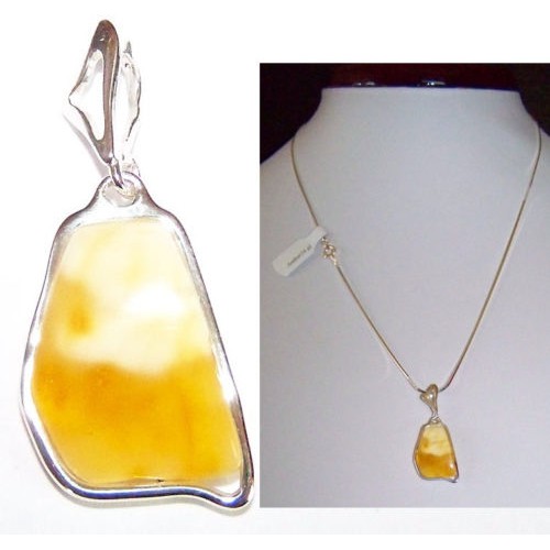 Natural Baltic Amber Pendant Sterling Silver 925 JAR105