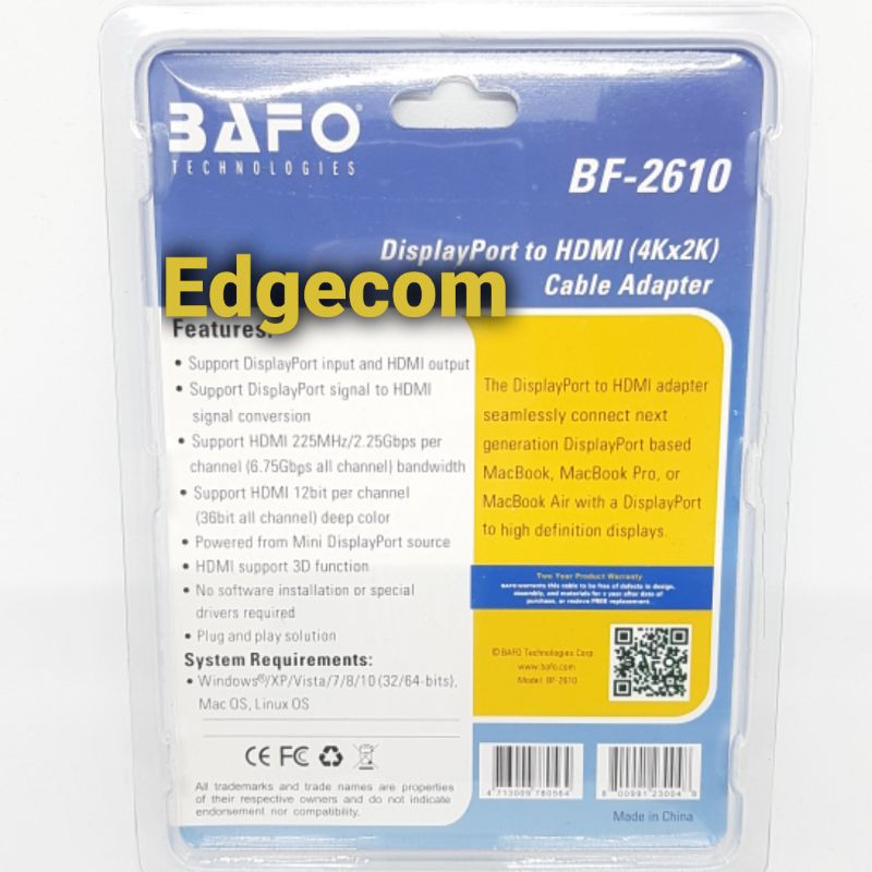 Konverter DisplayPort Male to HDMI Female 4Kx2K BF-2610 BAFO