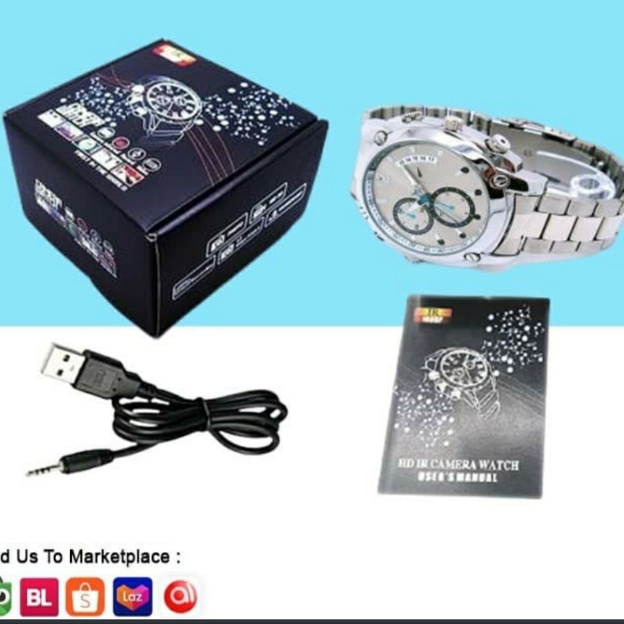 Spy Cam Jam Tangan Watch Hidden Camera 8GB Night Vision Full HD 1080p