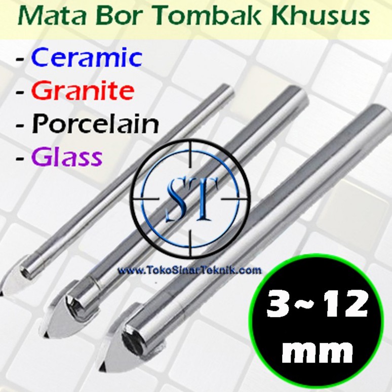 Mata Bor Tombak 3mm 4mm 5mm 6mm 8mm 10mm 12mm Keramik Granit Porselin Kaca Segitiga Ceramic Tile