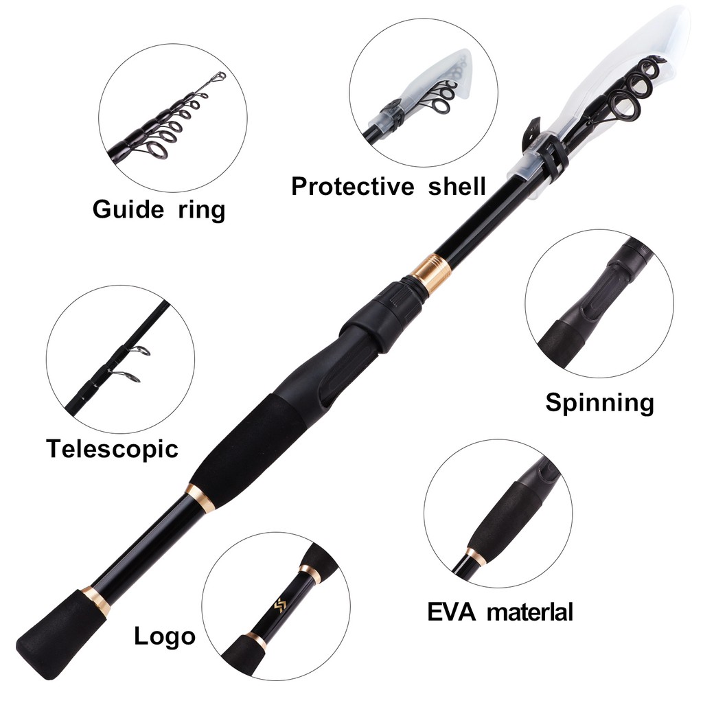 Sougayilang 1.8-2.4m Telescopic Fishing Rod Ultralight Spinning/Casting Fishing Rod Carbon Fiber Fishing Tackle Joran Pancing