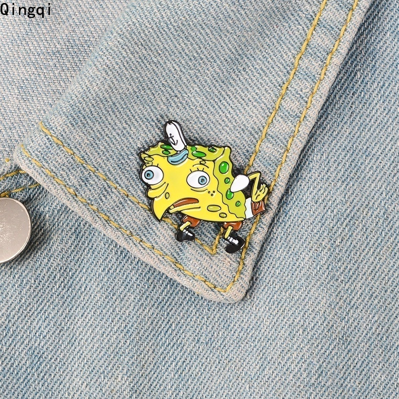 Bros Pin Enamel Bentuk Kartun Sponge Meme Untuk Tas Jeans