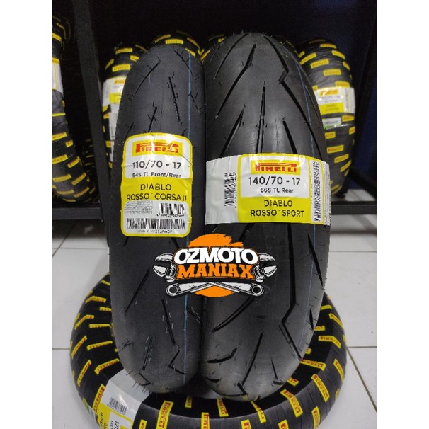 Paket Ban Pirelli Diablo Rosso Sport 140/70-17 & 110/70-17 DRCorsa 2 II (Paket Ban Ninja 250 / R15V3