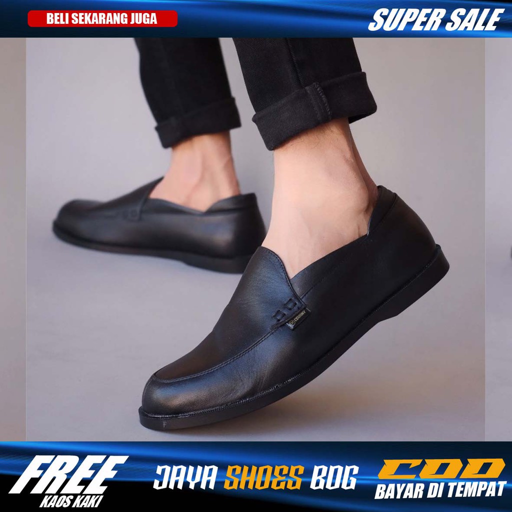 CVNY x GORIL Sepatu Slip On Kasual Pria Kulit Asli Original Fashion Trendy Selop Santai Murah Kerja