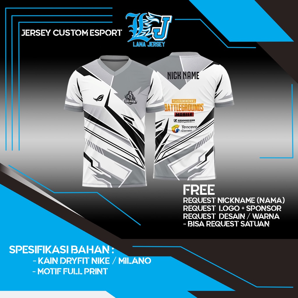 JERSEY BAJU KAOS CUSTOM SQUAD CLAN PUBG ML MOBILE LEGENDS ML FF FREEFIRE GRATIS NICKNAME LOGO DAN DE