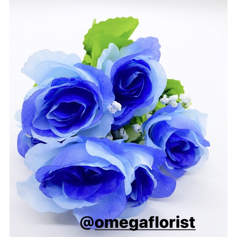 Rose Mangkok Artificial Bunga Artificial/Bunga Plastik/Bunga Dekorasi/Dekorasi Pernikahan/Pernikahan-Biru