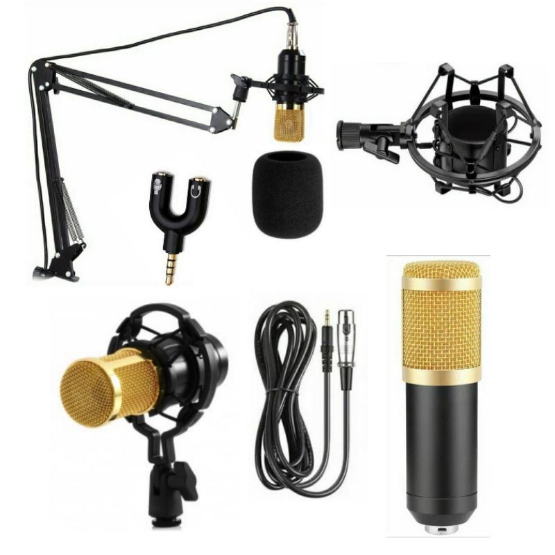 Paket Mic Condenser BM800 FULL AKSESORIS ARM Stand Mic Spiliter Grosir