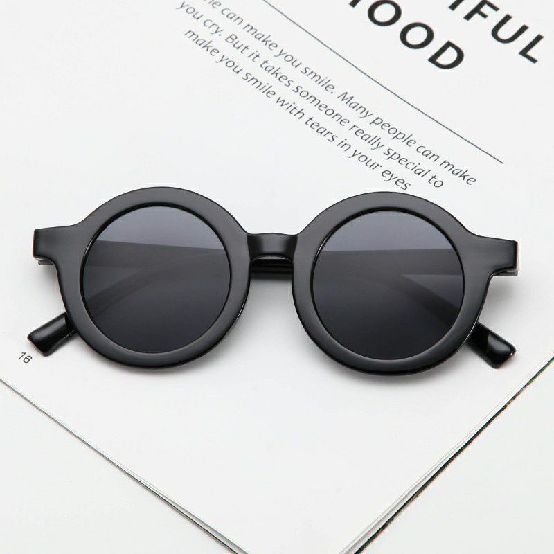 (Semarang) Kacamata ANAK Bulat Beruang Anak Warna Lucu Import-BULAT HITAM