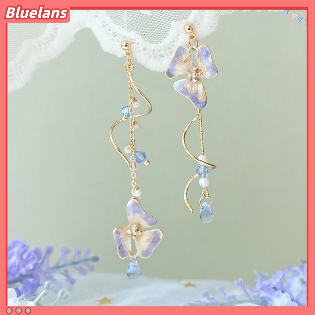 Bluelans Anting Rumbai Kristal Imitasi Geometris Warna-Warni