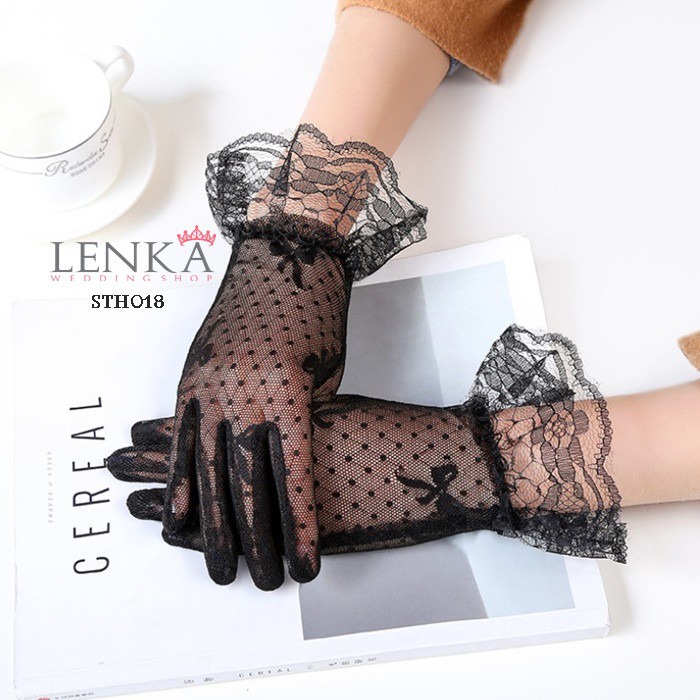 [SIAP KIRIM] BRIDAL GLOVES AKSESORIS PENGANTIN SARUNG TANGAN PESTA HITAM STH018