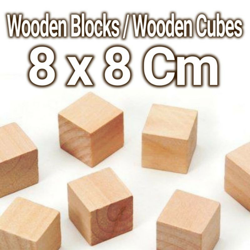 Wooden Blocks 8x8cm wood cubes balok kayu kubus bahan craft dekorasi