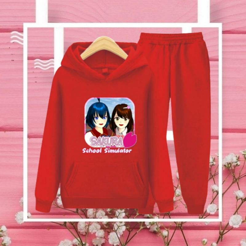 Setelan Sweater Hoodie Anak Perempuan Lengan panjang dan Celana panjang Terbaru 2022 . Stelan Anak Cewek Kekinian Murah Korea Style Size M 6 7 8 Tahun XL 9 10 11 Tahun Sakura