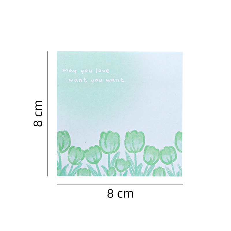 200 Lembar Sticky Note Mini Bentuk Kotak Motif Bunga Romantis