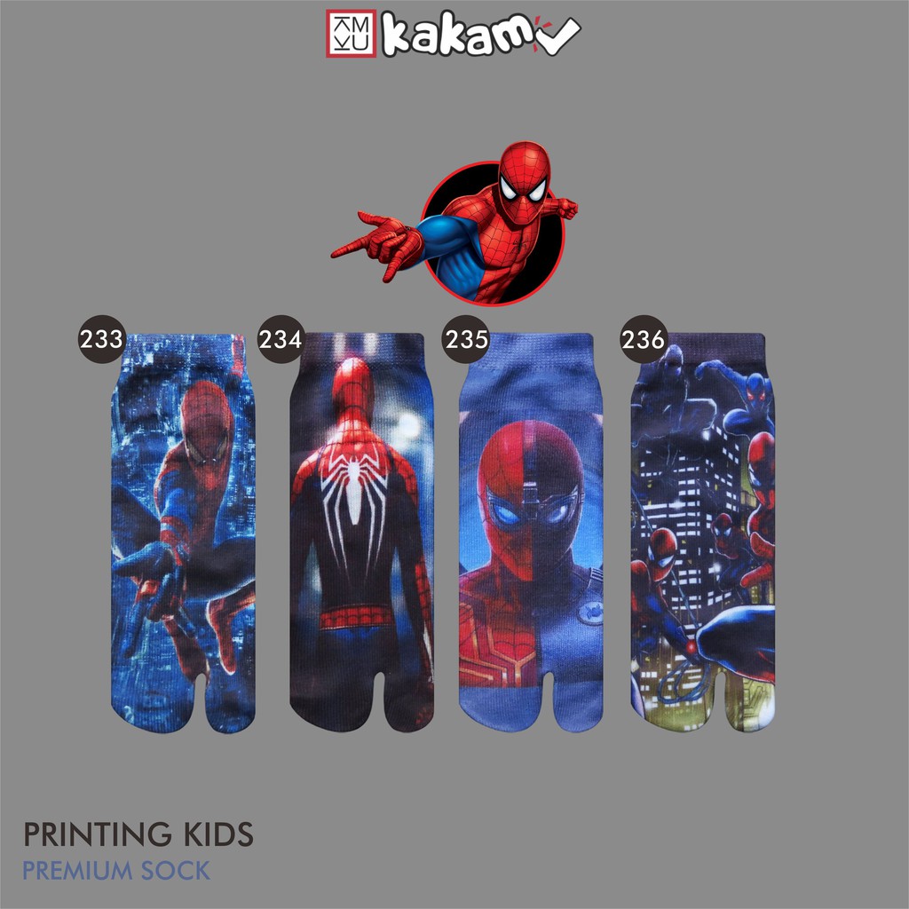 Kakamu Kaos Kaki Jempol Anak Printing Karakter Iron Man, Superhero, Batman, Spiderman 12