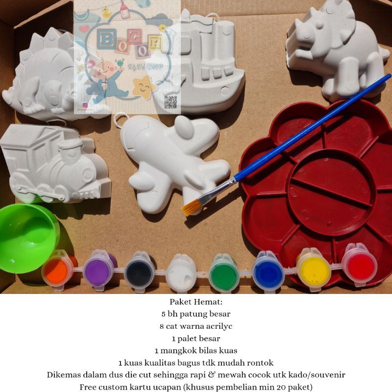 Paket Hemat Painting Kit Set Mewarnai Patung Gypsum Karakter Lucu Souvenir Hampers Goodiebag Shopee Indonesia