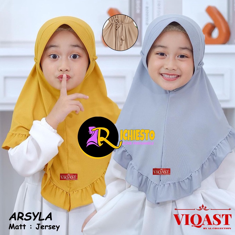 Jilbab Anak Bergo Pet Ropel ARSYLA 3-7 Tahun Tali Kepang Ulir Original Viqast