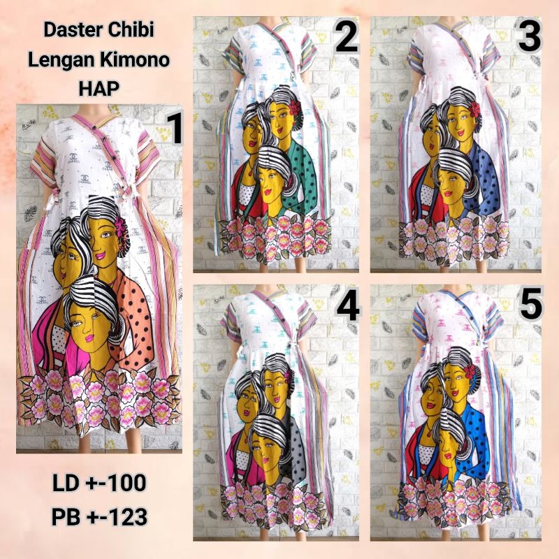 Daster Chibi Lengan Kimono HAP LD 100 Adem Busui Friendly BU TEJO CHNLW + AFRK