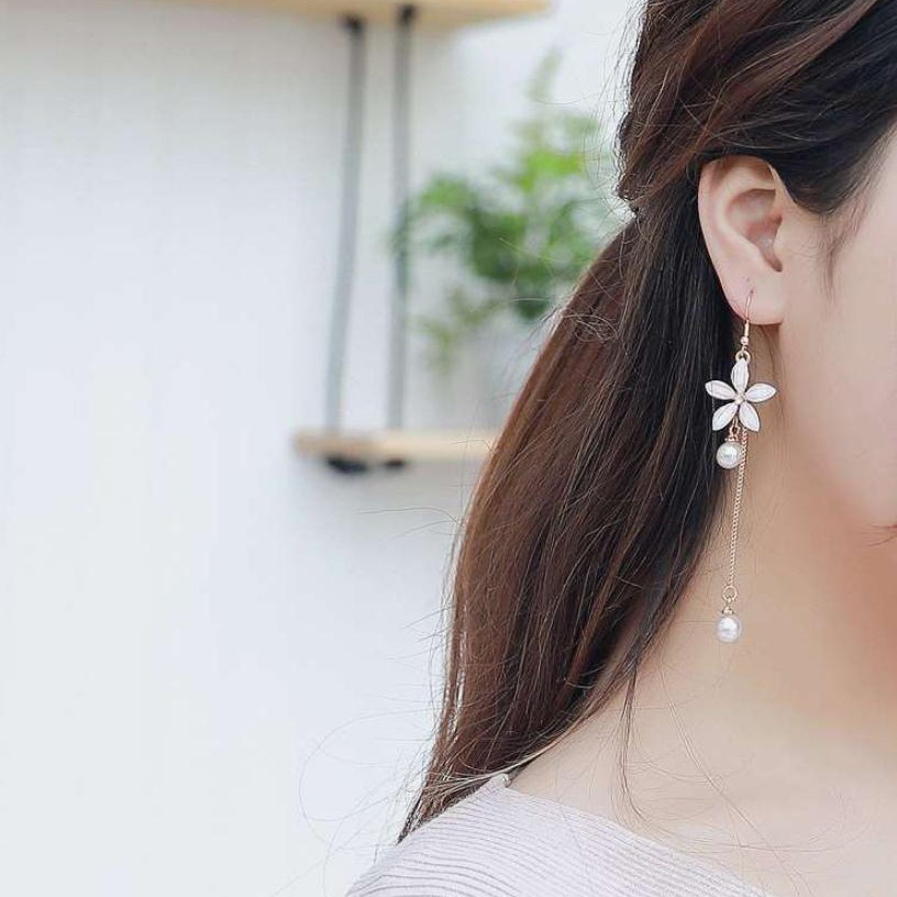 Anting Fashion wanita korea bunga temperamen earrings rumbai mutiara