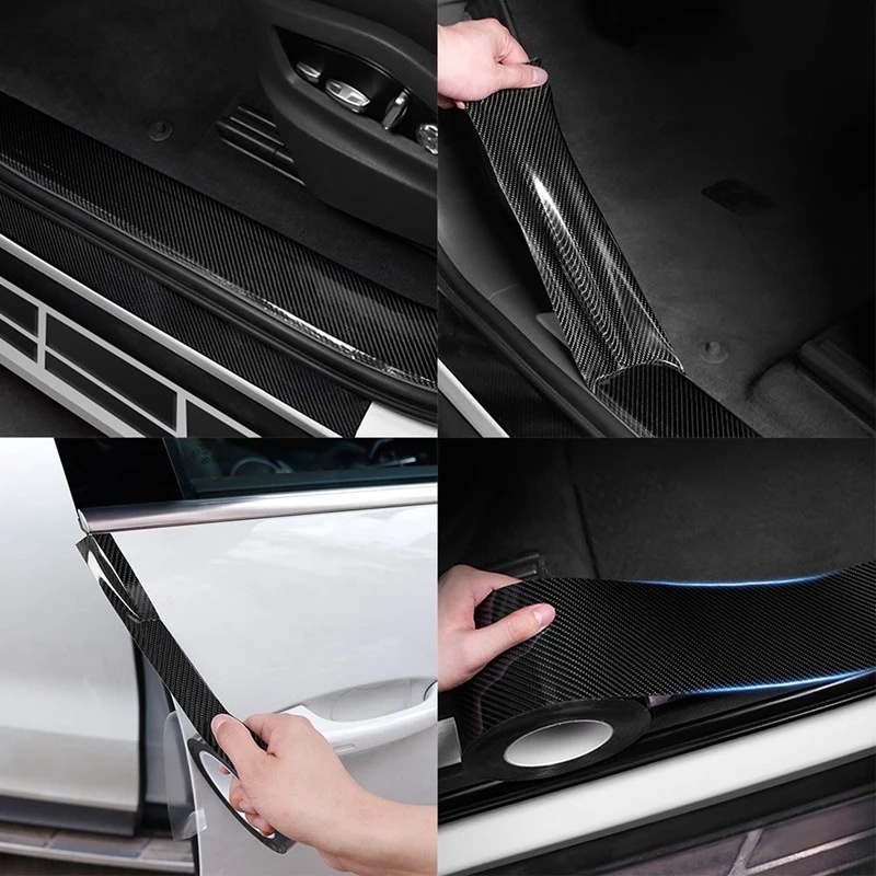 10/7/5/3CM 3D Carbon Fiber Car Sticker DIY Paste Protector Strip Auto Door Anti Scratch Tape