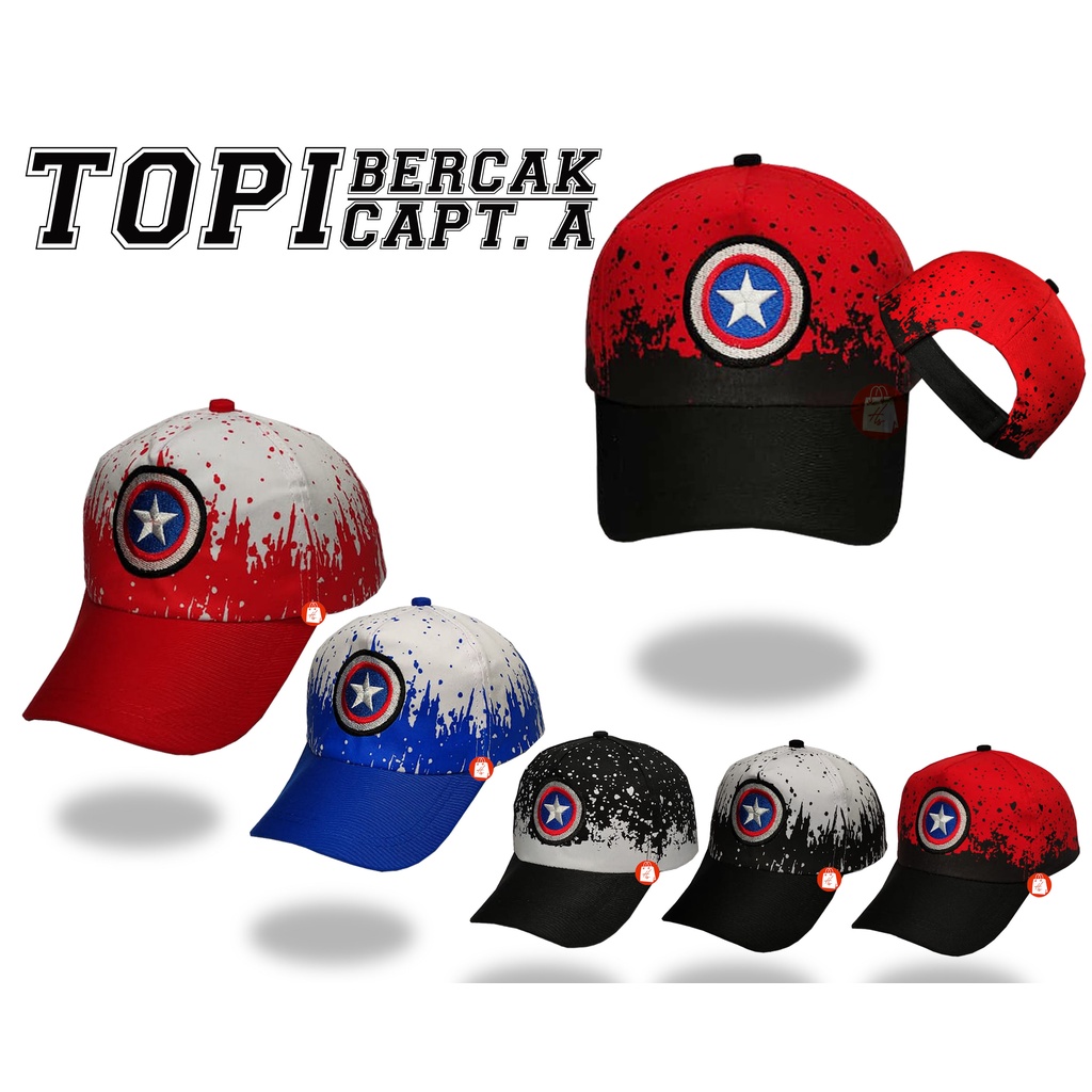 Topi Anak Laki laki motif Bercak Capten amaerika/ Topi Bercak Capten amaerika  / Topi kapten A