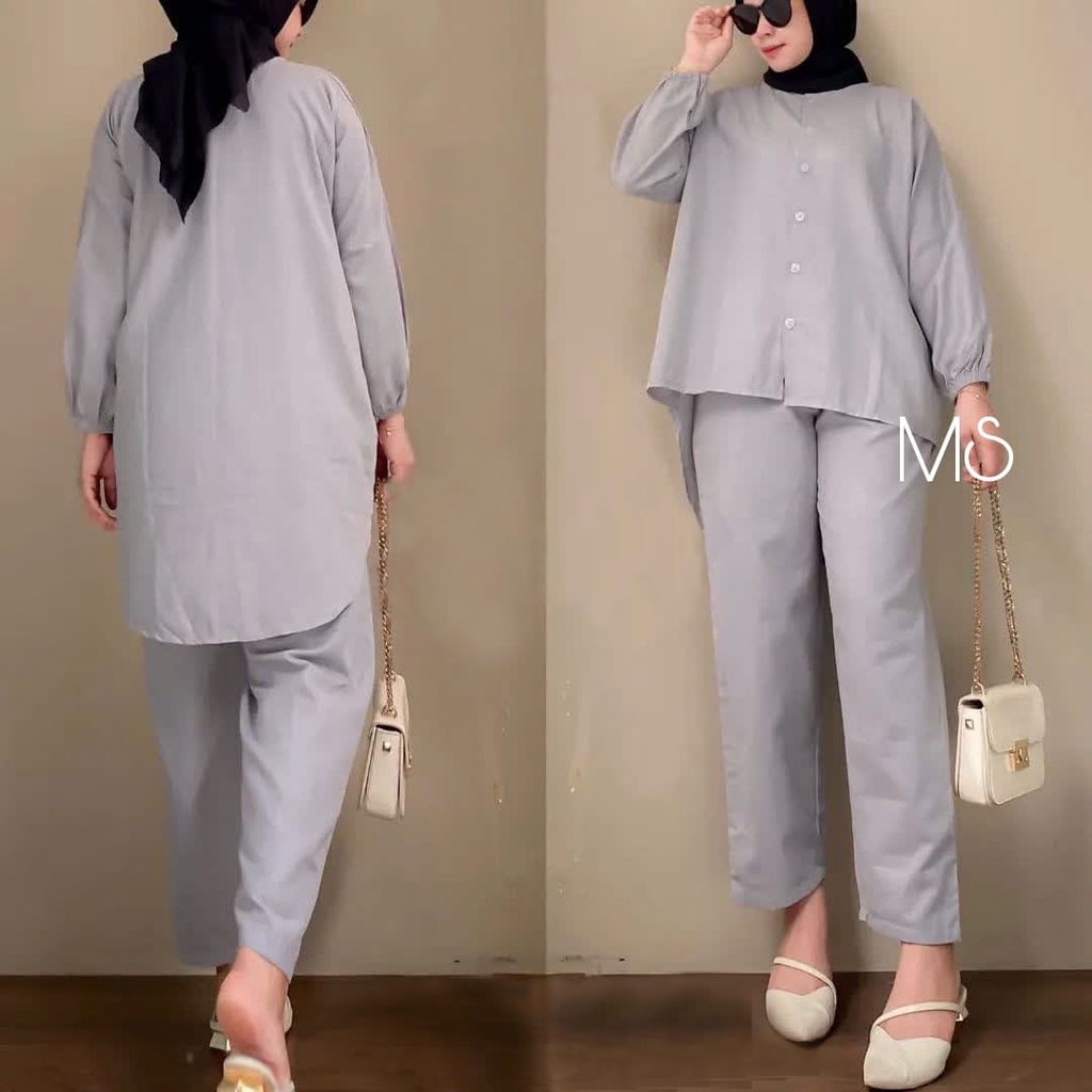 SETELAN SAYRA ONE SET JUMBO XL BLOUSE PENGUIN SET BAJU MUSLIM WANITA 8 WARNA-1